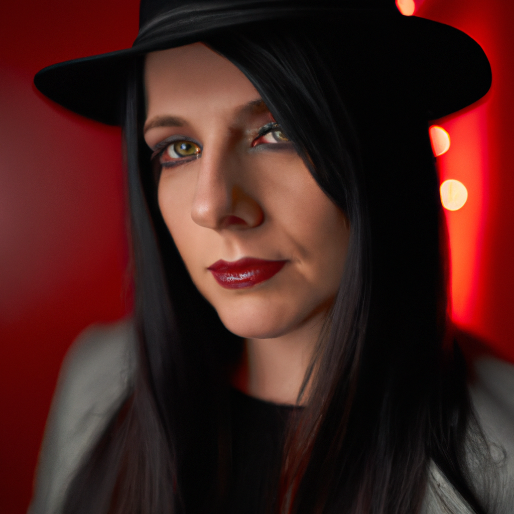 Portrait de Camille, direction pédagogique, en studio traité acoustiquement, tons chauds